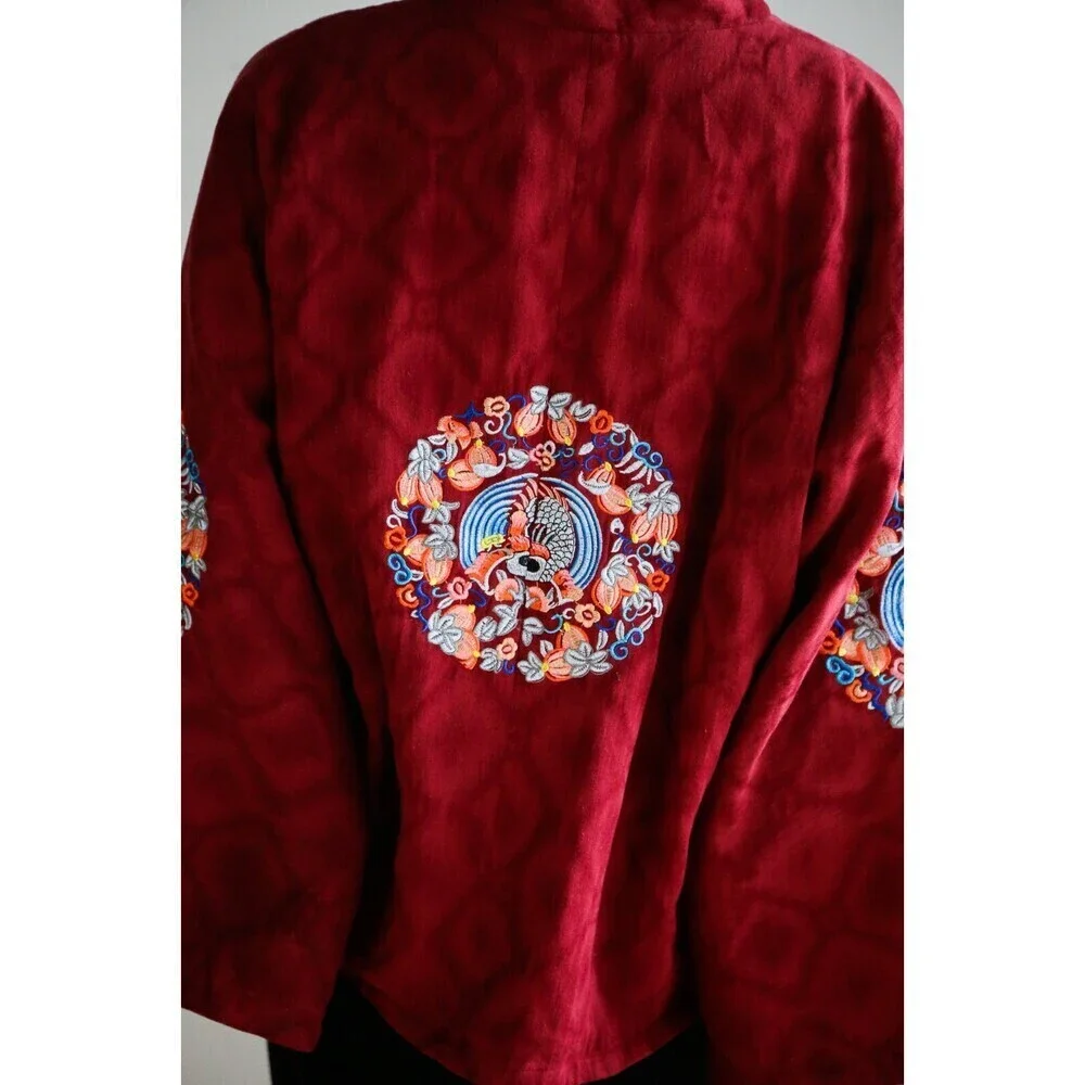 Vintage cotton Embroidered Mandarin Long Sleeve Jacket S